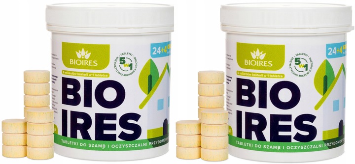 2x Tabletki do szamba Bioires na Rok+ Tłuszcze 5w1