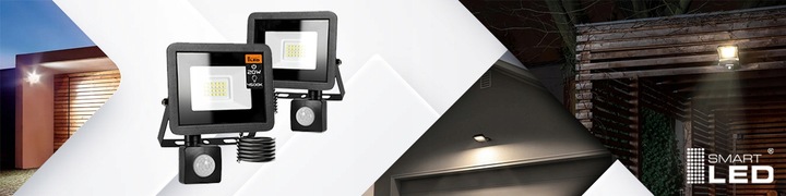 Naświetlacz LED SLIM 20W halogen z CZUJNIK RUCHU i zmierzchu reflektor