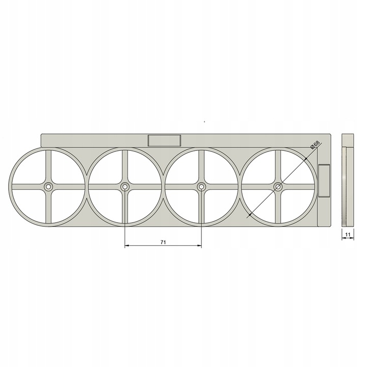 Szablon do wymiarowania otworów puszek elektrycznych gniazdek wzornik