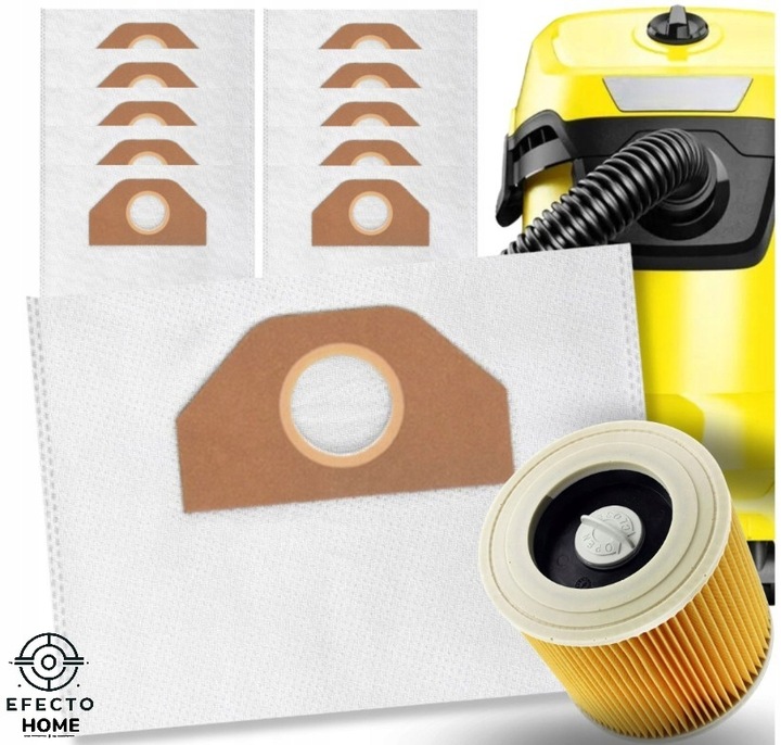 10x Worki do odkurzacza Karcher + Filtr Zamiennik | WD3 WD4 WD5 WD6