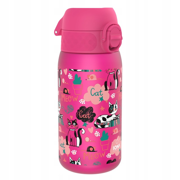 Różowy bidon w kotki koty dla dziewczynki butelka d szkoły przedszkola ION8