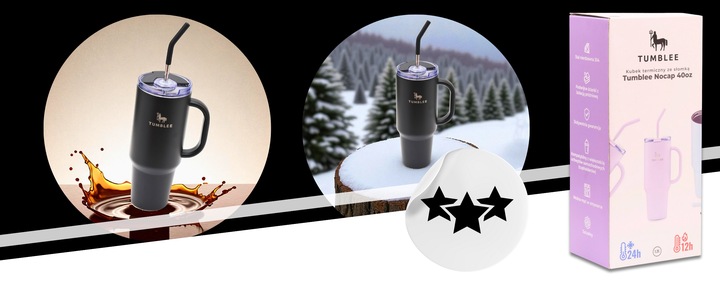 DUŻY Kubek Termiczny ze STALOWĄ SŁOMKĄ do Auta na Kawę Herbatę Zimne Napoje