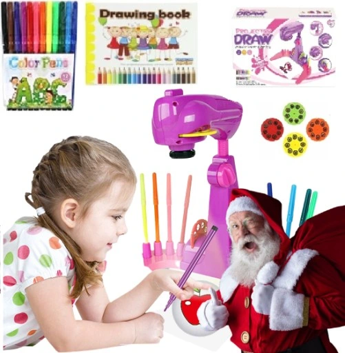 PROJEKTOR DO NAUKI RYSOWANIA RZUTNIK RÓŻOWY ZESTAW