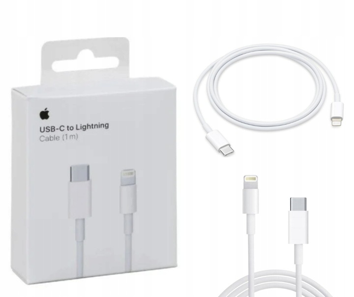 ORYGINALNY Kabel do ładowania Apple 1 m USBC-LIGHTNING iPhone X 11 12 13 14