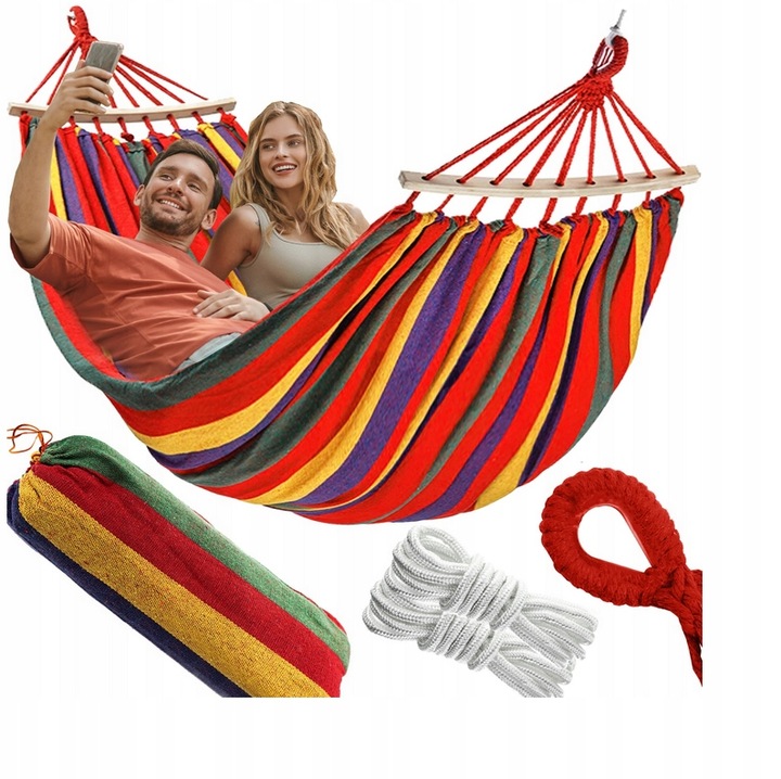 HAMAK XXL 2-OSOBOWY ZE STELAŻEM 260x160 150KG czerwony