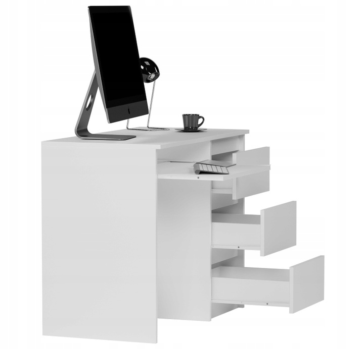 BIURKO KOMPUTEROWE 96CM STOLIK STÓŁ BIAŁE Prawe N3