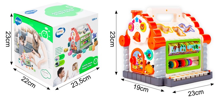 MULTIDOMEK DOMEK INTERAKTYWNY SORTER KLOCKI PIANINKO ZWIERZĄTKA DLA DZIECI