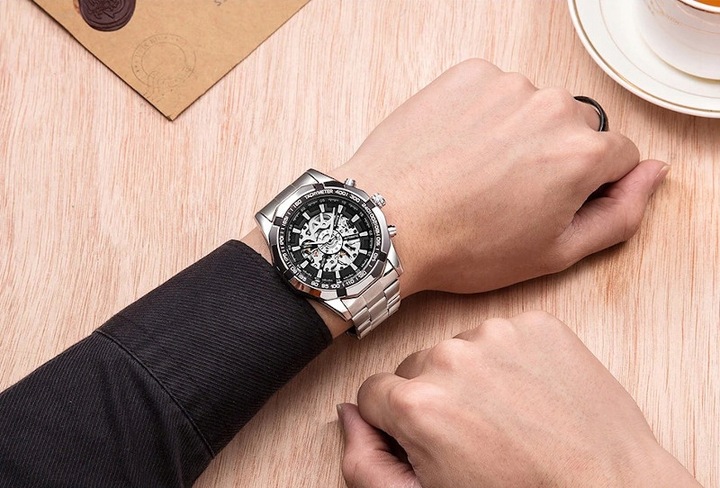 ZEGAREK MECHANICZNY MĘSKI AUTOMATYCZNY STALOWY LUKSUSOWY WINNER +