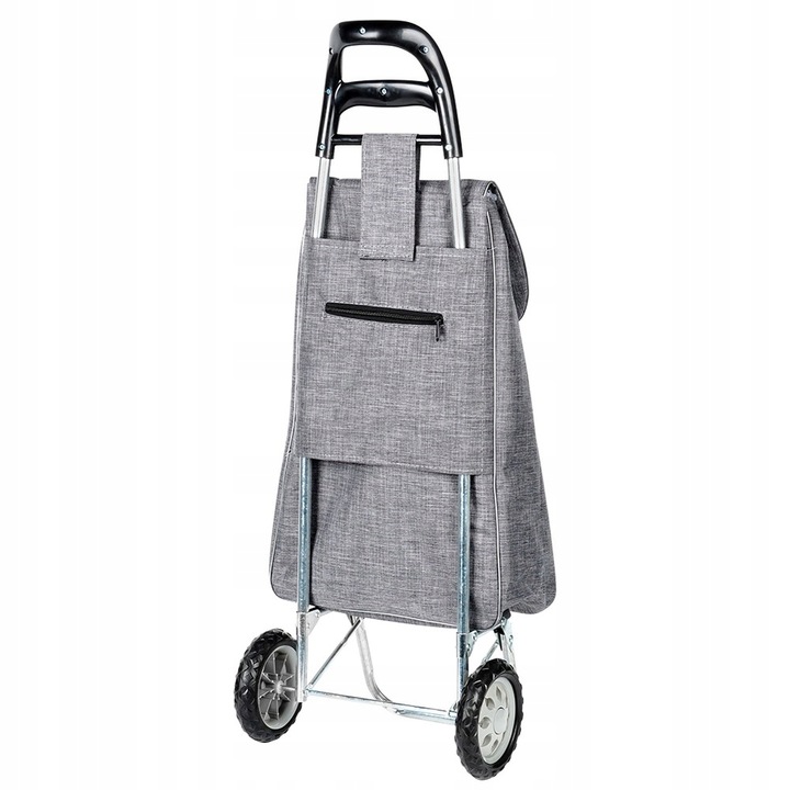 Wózek ZAKUPOWY torba zakupowa szara na kółkach z uchwytem na zakupy