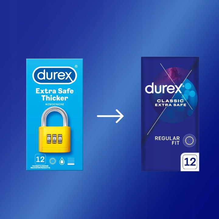 Prezerwatywy Durex EXTRA SAFE grubsze bezpieczne 12szt nawilżane