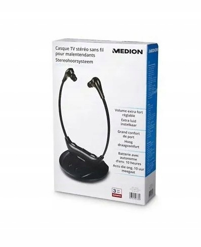 SŁUCHAWKI BEZPRZEWODOWE MEDION LIFE APARAT SŁUCHOWY DO TELEWIZORA BLUETOOTH