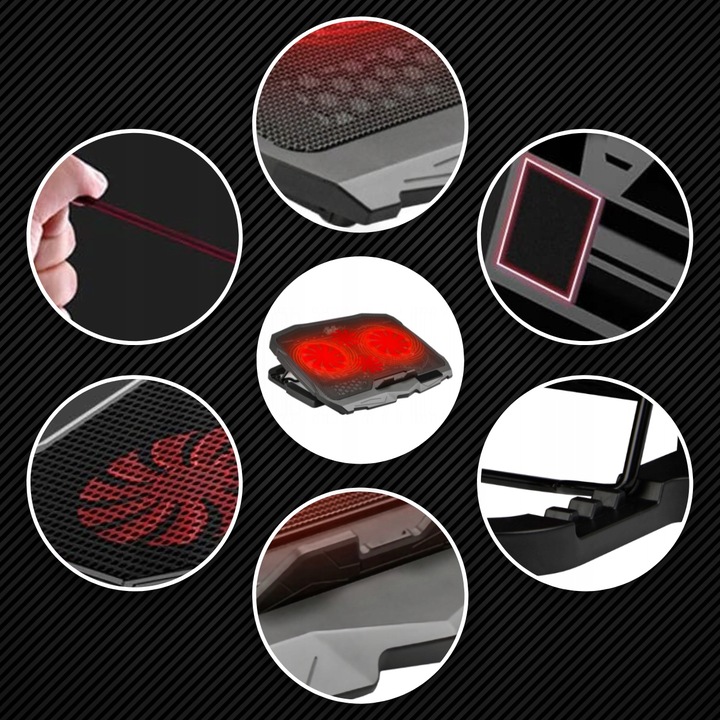 PODSTAWKA CHŁODZĄCA POD LAPTOPA WIATRAK DO KOMPUTERA NOTEBOOKA RGB 12-17"