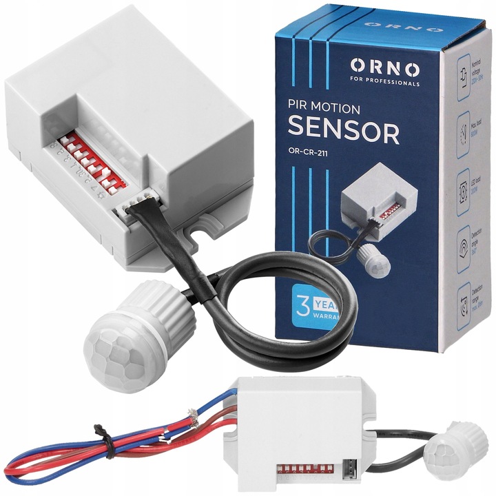 CZUJNIK RUCHU Z ZEWNĘTRZNYM SENSOREM 360° LED SONDA ZMIERZCHU PIR 230V