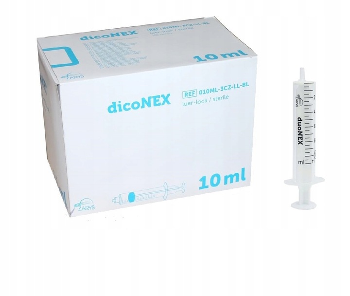 STRZYKAWKI 10ML 3częściowe 100szt. strzykawka iniekcyjna LUER DicoNEX Zarys