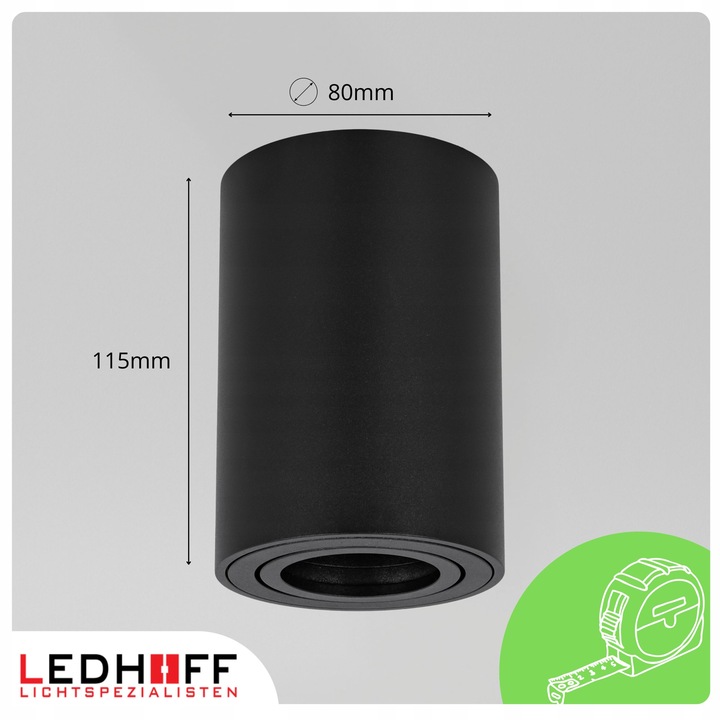 4x Oprawa natynkowa sufitowa LED halogenowa TUBA GU10 Ruchoma czarna