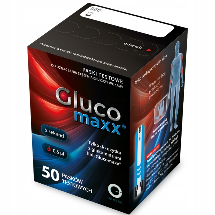 Paski testowe do glukometru Glucomaxx 50 sztuk - Pomiar cukru glukozy