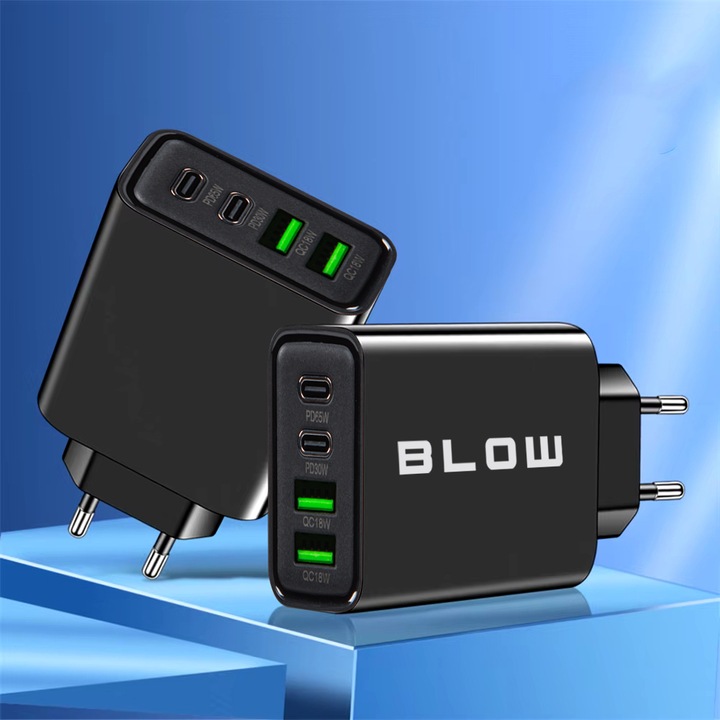 SZYBKA ŁADOWARKA SIECIOWA GNIAZDO 2x USB 2x USB-C QC 3.0 PD 65W UNIWERSALNA