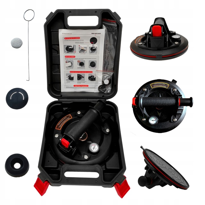 Przyssawka do Płytek Szyb Próżniowa Uchwyt z Pompką i Manometrem