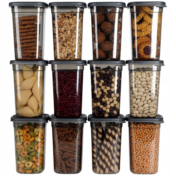 12x Pojemniki KUCHENNE produkty sypkie żywność kawę cukier sól makaron