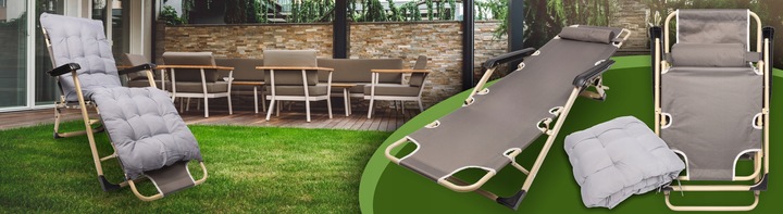 Leżak Ogrodowy Rozkładany Zero Gravity Krzesło Turystyczne Miękka