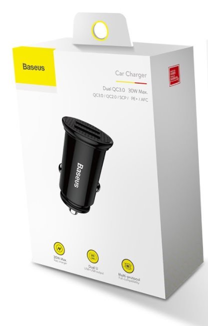 Ładowarka samochodowa Baseus Circular 2xUSB QC3.0 5A 30W (czarna)