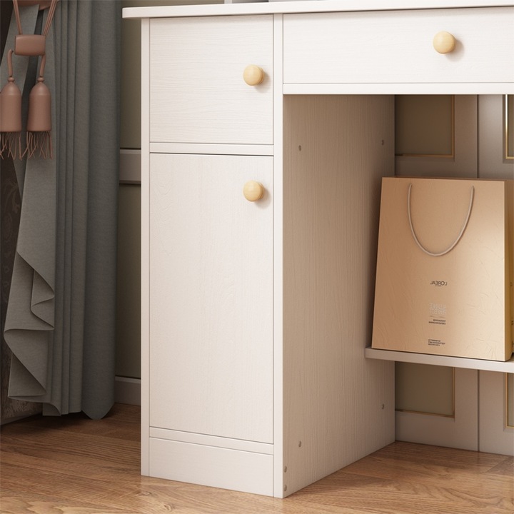 TOALETKA Z LUSTREM Z SZUFLADAMI BIAŁA DO MAKIJAŻU GLAMOUR STYL