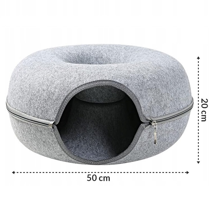 Legowisko Dla Kota Dwuczęściowe Okrągłe Donut Tunel Budka Domek 50 x 50 cm