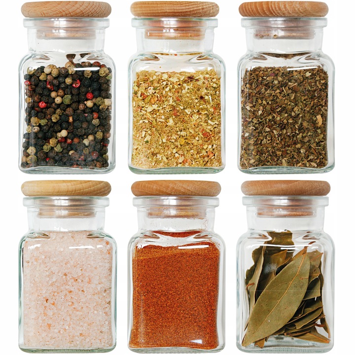 150ml słoik szklany SŁOICZEK na przyprawy z drewnianym wieczkiem 12