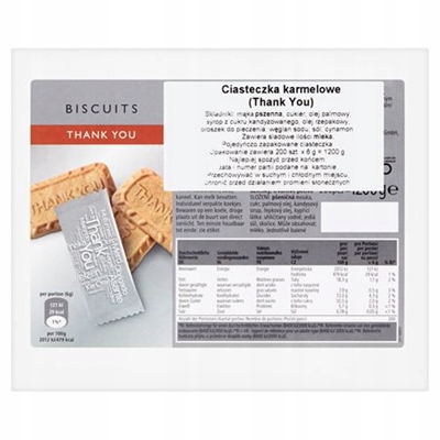 CIASTKA DO KAWY karmelowe RIOBA Thank You 1200g 200szt pakowane pojedynczo
