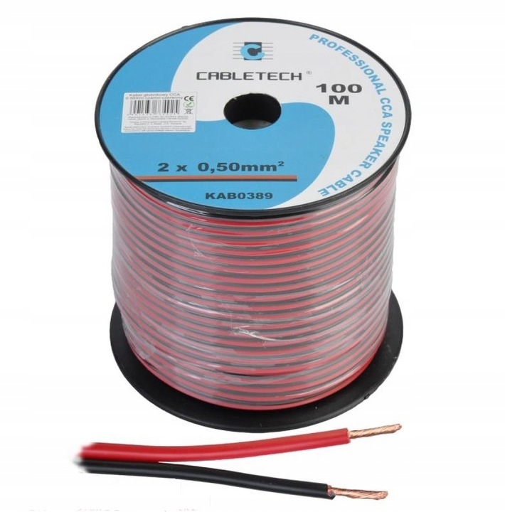 Kabel głośnikowy Cabletech KAB0389 2 x 0,5 mm² 100 m