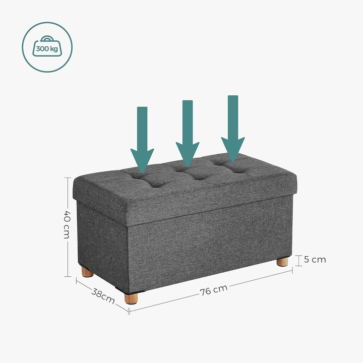 Ławka ZE SCHOWKIEM do siedzenia 76 x 40 x 38 PUFA podnóżek TABORET