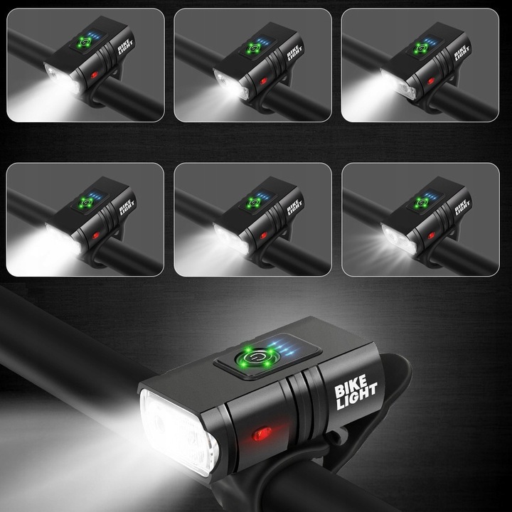 MOCNA LED LAMPKA ROWEROWA ACU USB PRZÓD + TYŁ