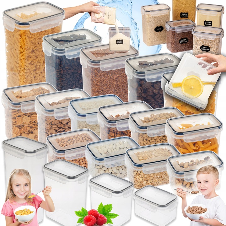 POJEMNIK SŁOIK PLASTIKOWY NA MAKARON KASZE PUDEŁKA NA ŻYWNOŚĆ 15 szt