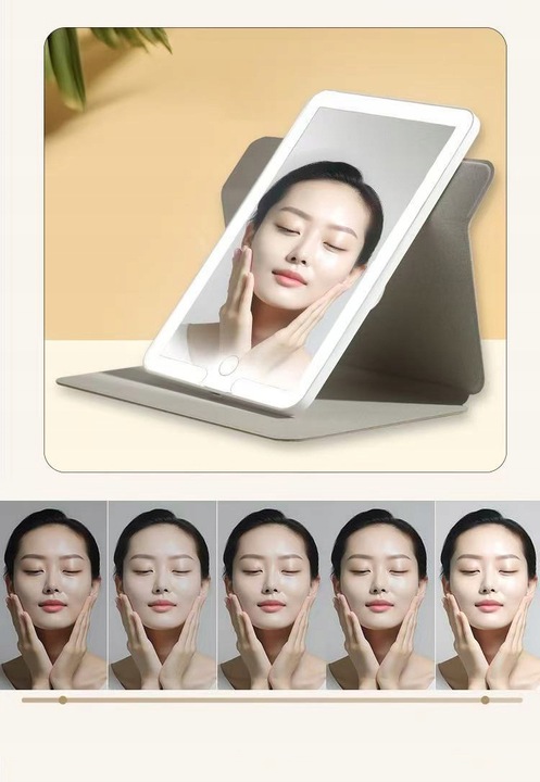 LUSTERKO KOSMETYCZNE LED SKŁADANE OBROTOWE SLIM JAK TABLET BIAŁE PODRÓŻNE