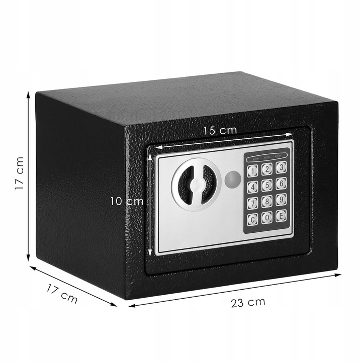 SEJF DOMOWY STALOWY KASETKA ZAMEK ELEKTRONICZNY CYFROWY SZYFR KLUCZ SOLIDNY