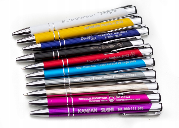 DŁUGOPISY REKLAMOWE Z GRAWEREM LOGO NAPISEM 100 sz