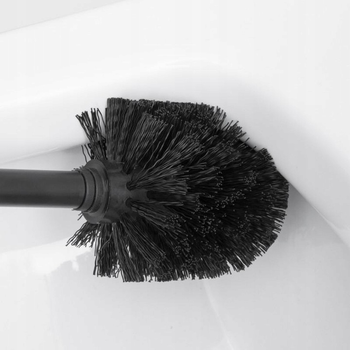 Stojak uchwyt na papier toaletowy i szczotkę do WC czarny loft bambus