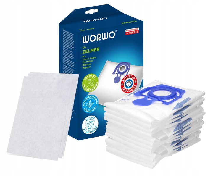 12x WORKI ODKURZACZA WORWO ZMB02K DO ZELMER ODYSSEY ELF METEOR