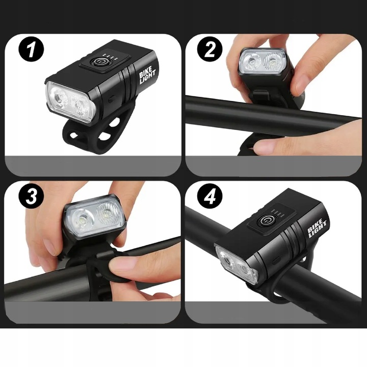 LAMPKA ROWEROWA LED MOCNA TYŁ PRZÓD ŚWIATŁO NA ROWER KIEROWNICĘ USB 800lm