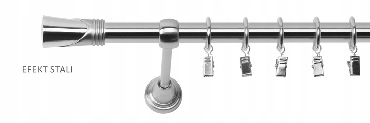 KARNISZ POJEDYNCZY 200 CM 19 MM CICHE KÓŁKA 3 KOLORY WYBÓR ZAKOŃCZEŃ