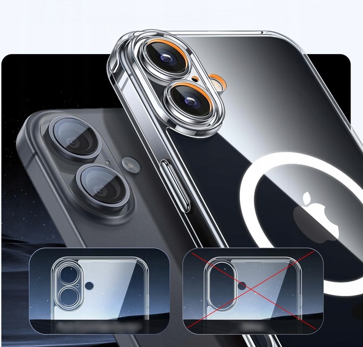 Etui PRZEZROCZYSTE do iPHONE 16 do MagSafe Clear Case + 2 SZTUKI SZKŁO 9H