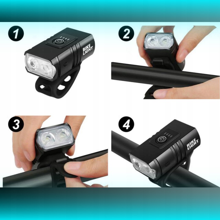 MOCNA LAMPKA ROWEROWA PRZEDNIA TYLNA LED WODOODPORNA AKUMULATOR USB ZESTAW