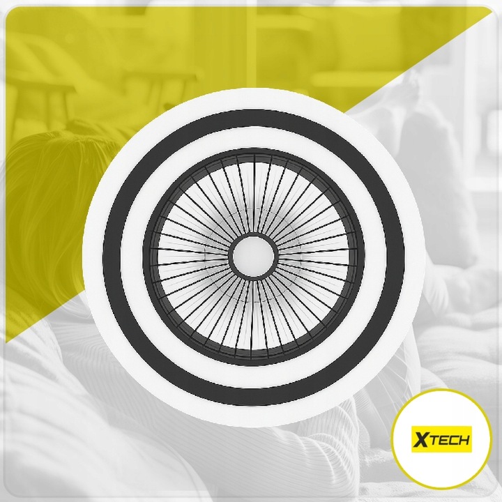 WENTYLATOR SUFITOWY WIATRAK PLAFON LAMPA LED 52 CM DUŻY APLIKACJA