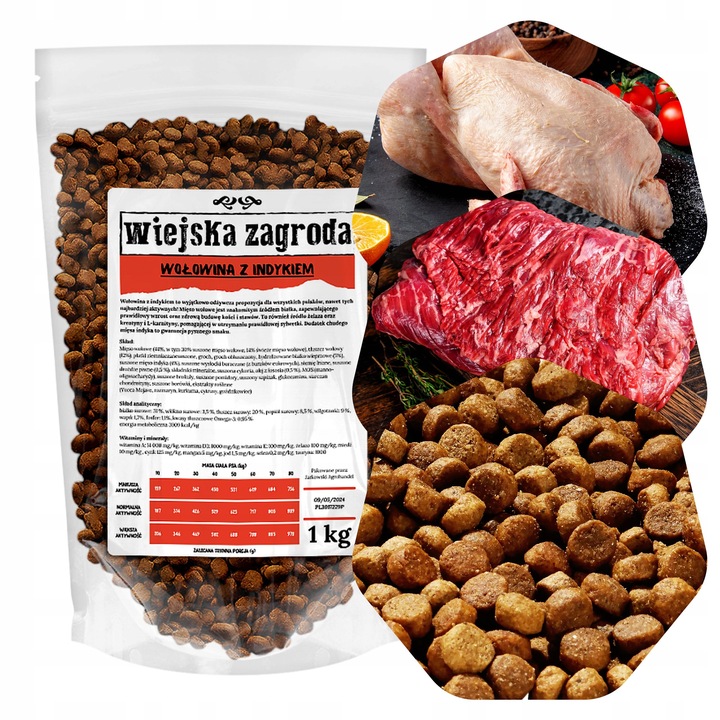 WIEJSKA ZAGRODA WOŁOWINA Z INDYKIEM 1 KG