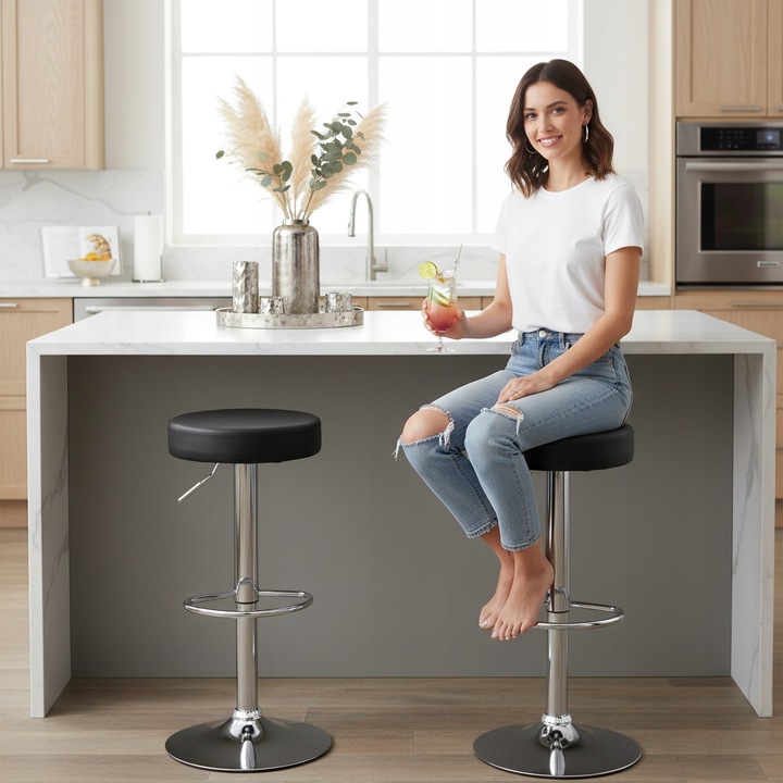 HOKER BAROWY OBROTOWY STOŁEK TABORET KRZESŁO Z EKOSKÓRY BAROWE