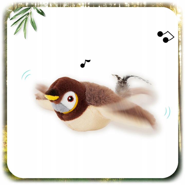 INTERAKTYWNA ZABAWKA DLA KOTA PLUSZOWY PTAK RUCHOMY PTASZEK +