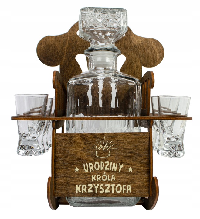 FOTEL BUJANY KARAFKA KIELISZKI PREZENT NA URODZINY DLA EMERYTA