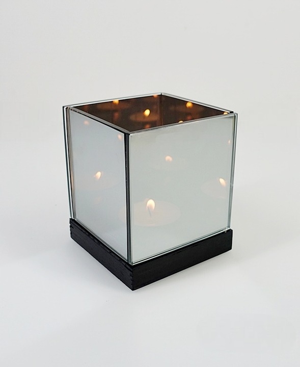 Świecznik magiczny z lustra 3D iluzja nieskończoność pojedynczy czarny