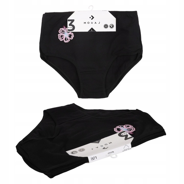 3x Figi Majtki Damskie Maxi Bikini Wysoki Stan Maxi Czarne MORAJ 3XL