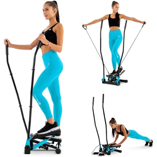 Stepper treningowy skrętny z ramionami nordic walking z linkami i regulacją